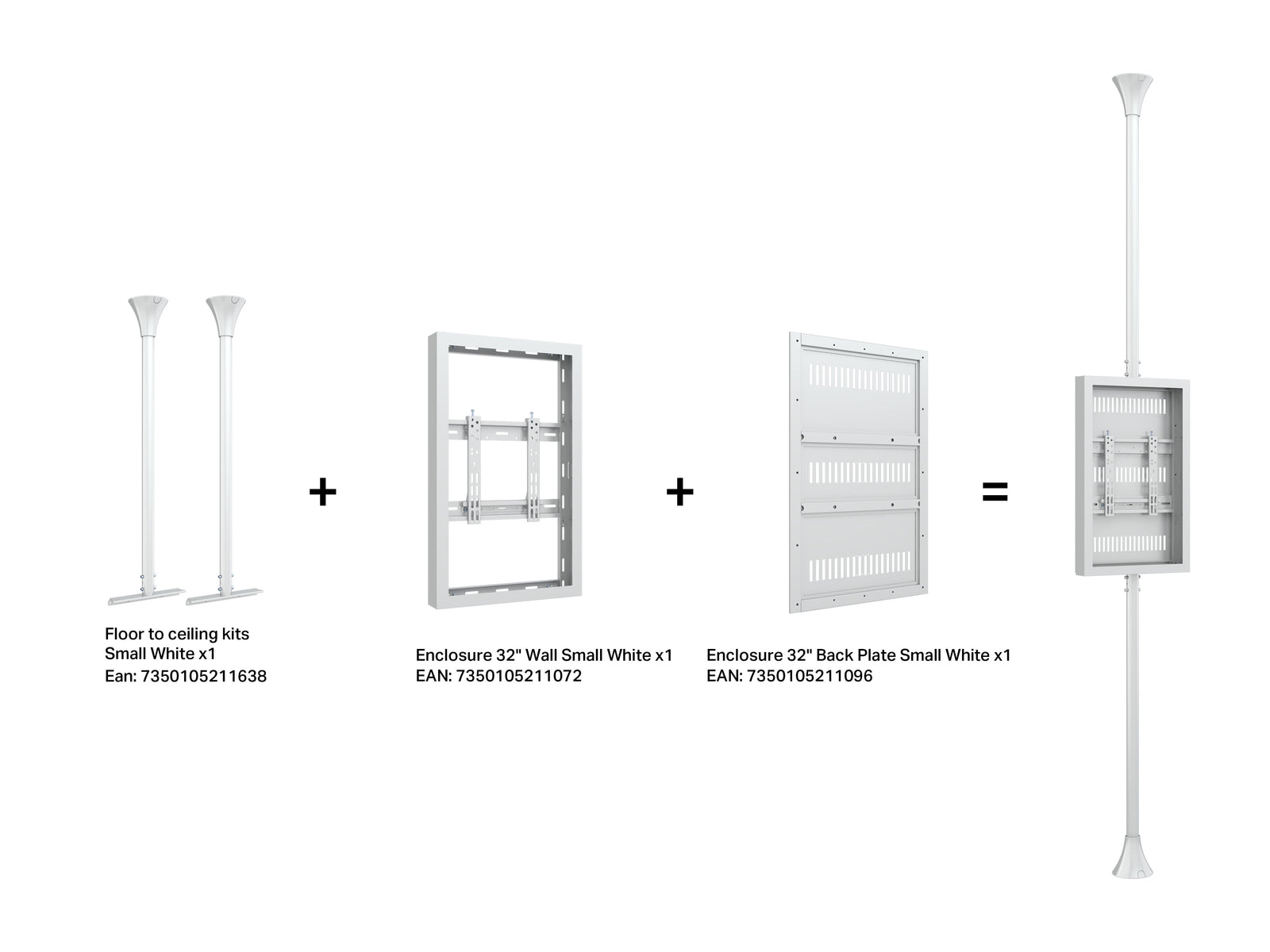 Multibrackets M Pro 32" Floor-to-Ceiling Digital Signage Enclosure - White | 7340234810697