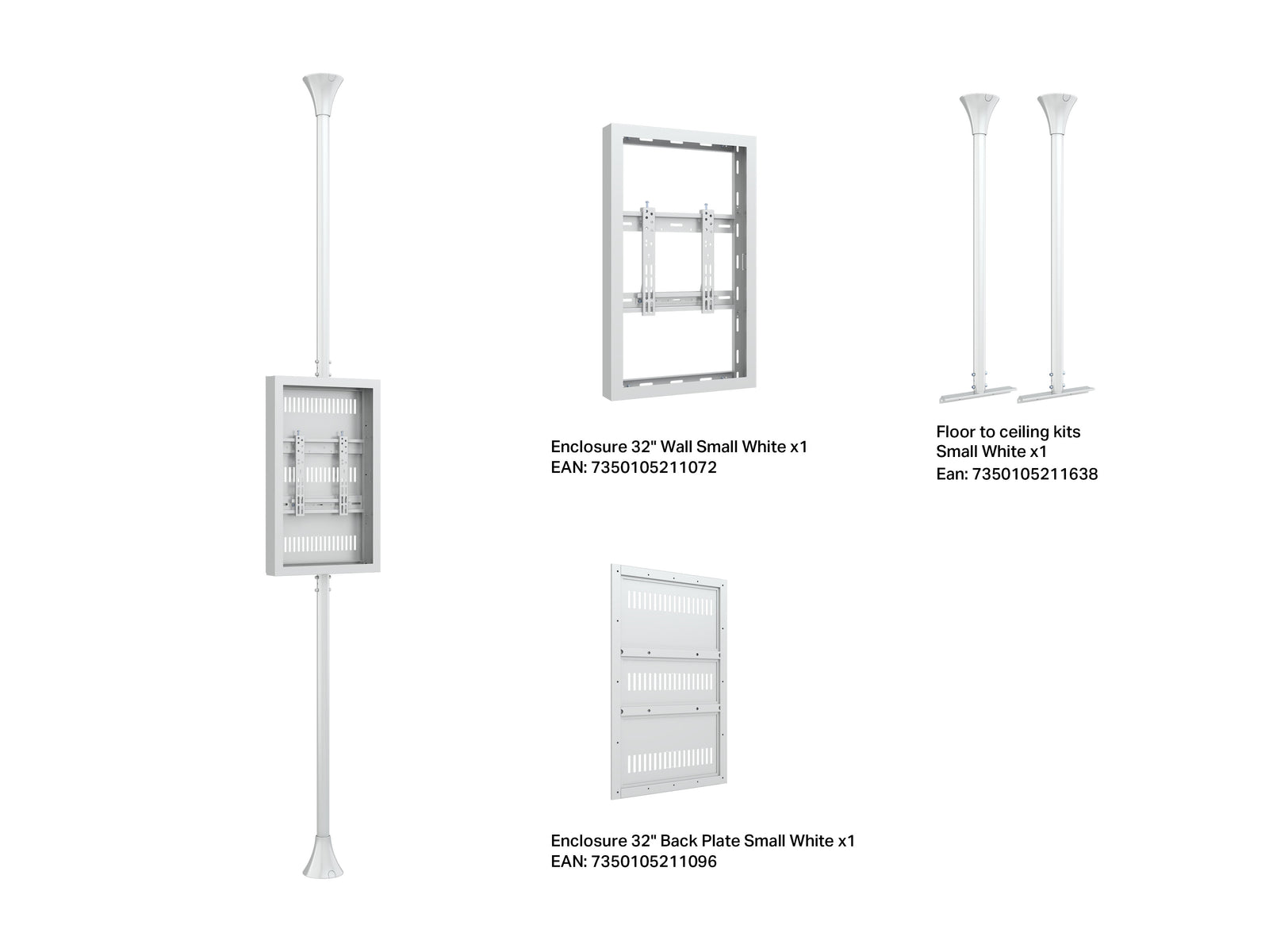 Multibrackets M Pro 32" Floor-to-Ceiling Digital Signage Enclosure - White | 7340234810697