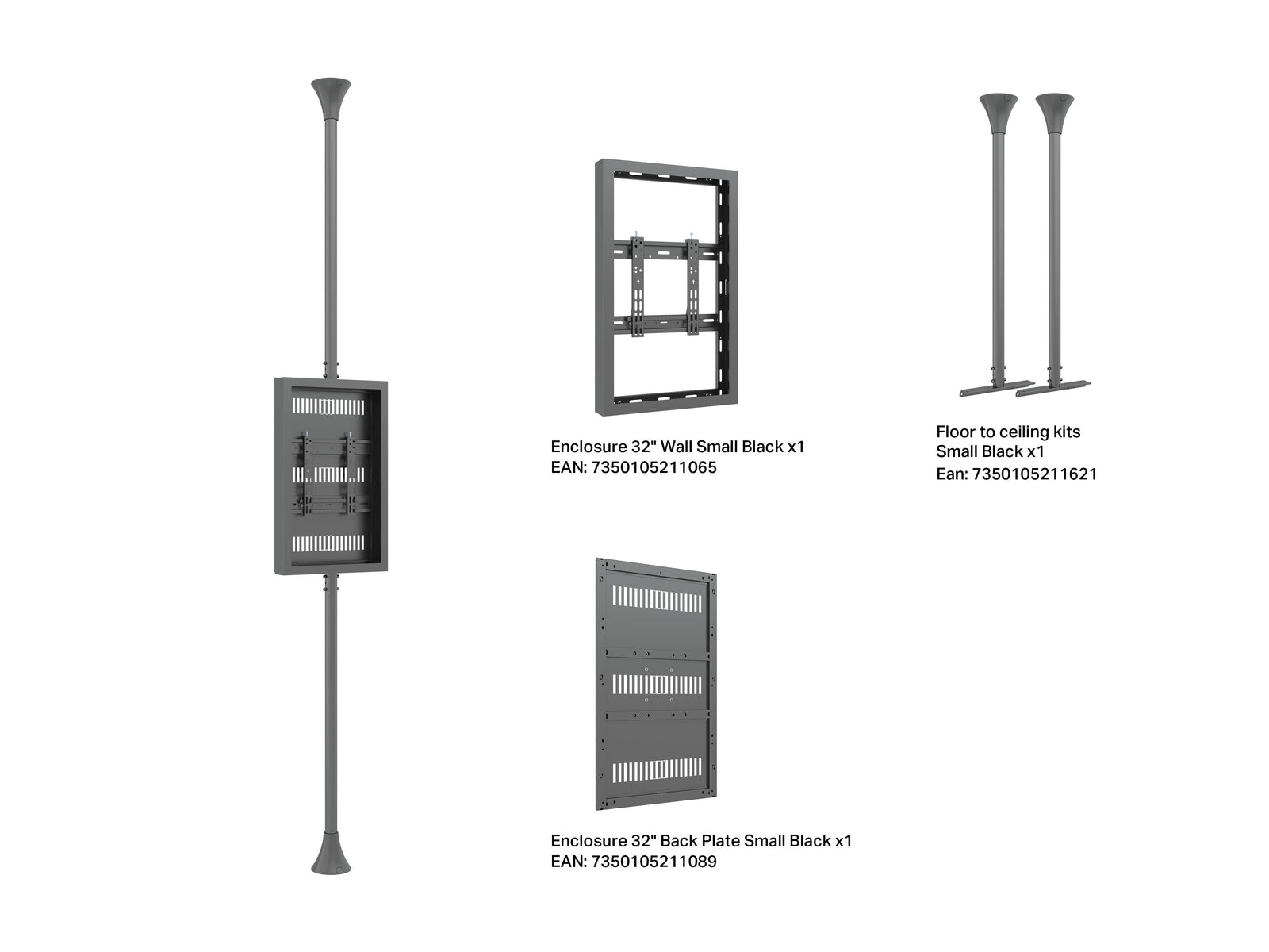 Multibrackets M Pro 32" Floor-to-Ceiling Digital Signage Enclosure | 7340234810680