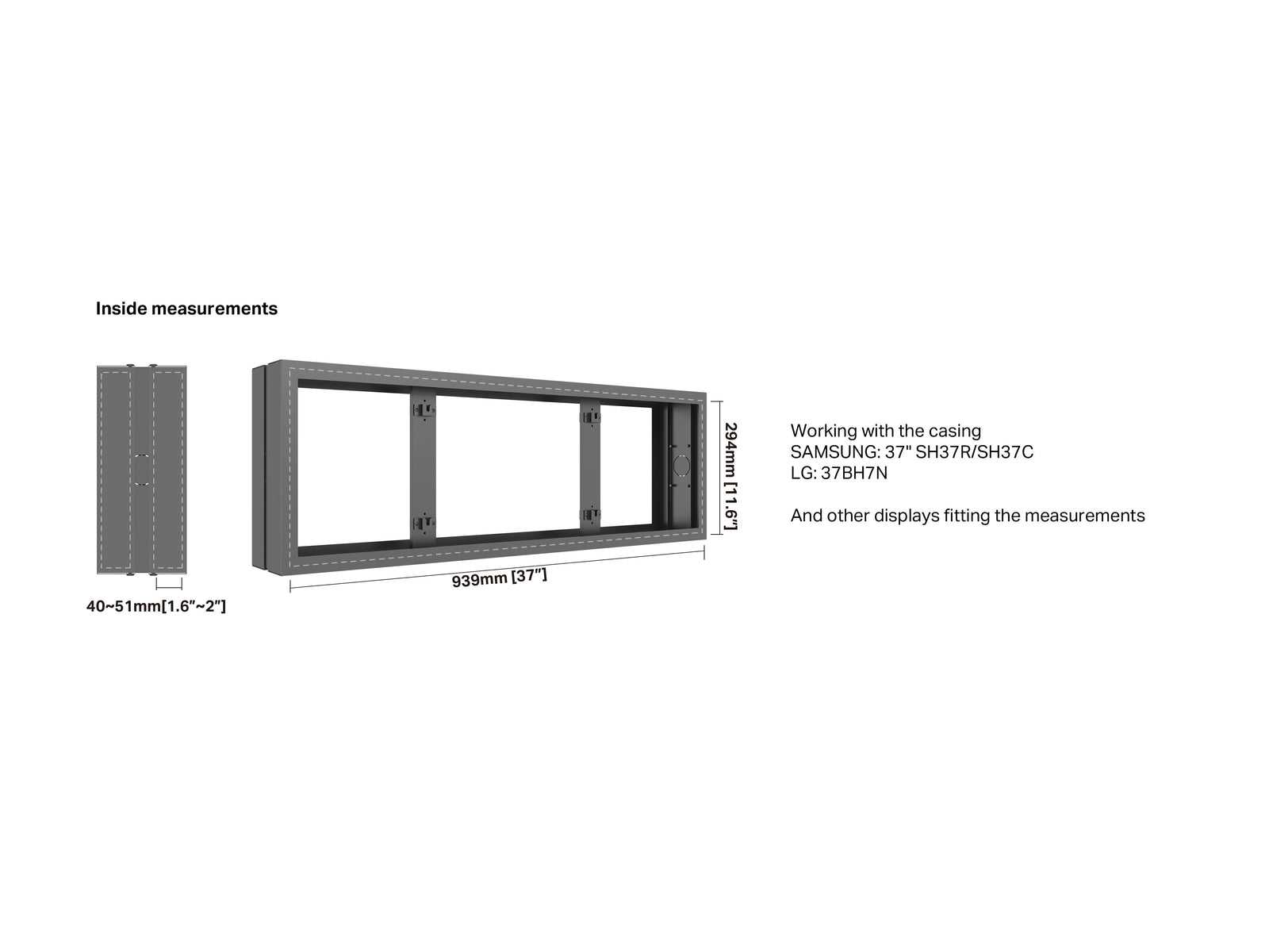 Multibrackets M Pro 37" B2B Digital Signage Enclosure – Black | 7340234810260 Signage Display Enclosures Multibrackets