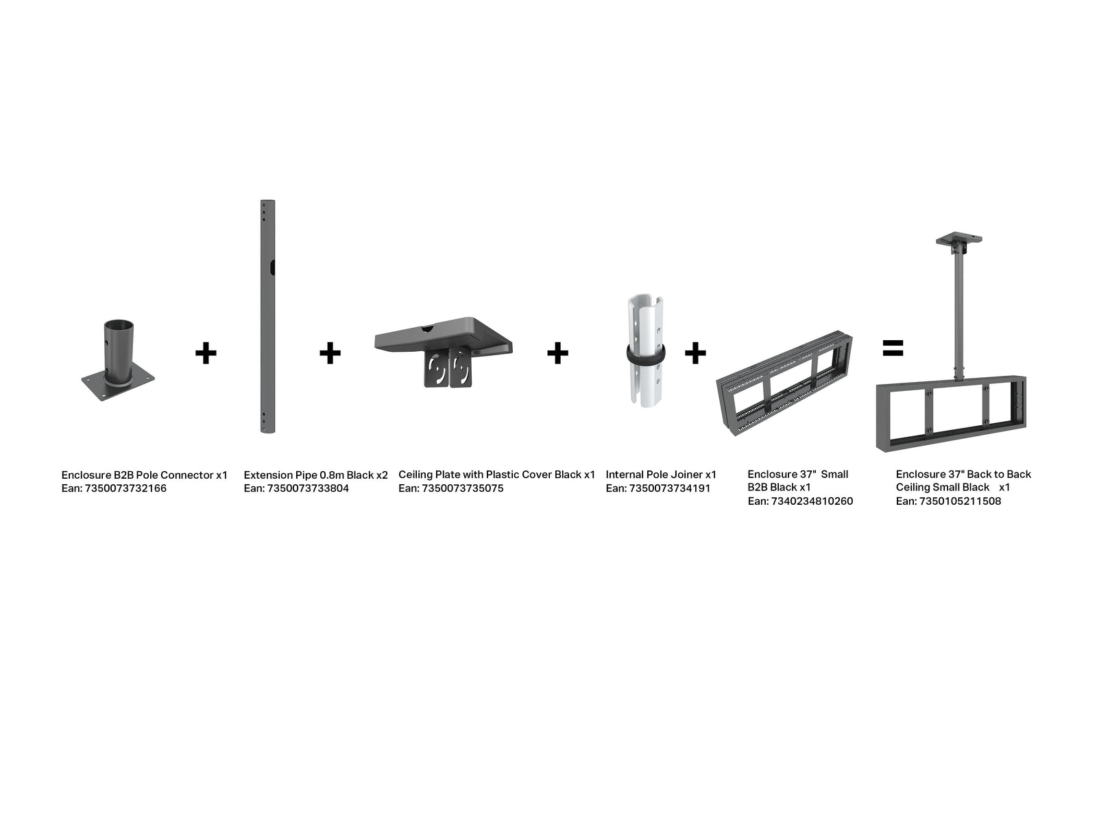 Multibrackets M Pro 37" B2B Digital Signage Enclosure – Black | 7340234810260 Signage Display Enclosures Multibrackets