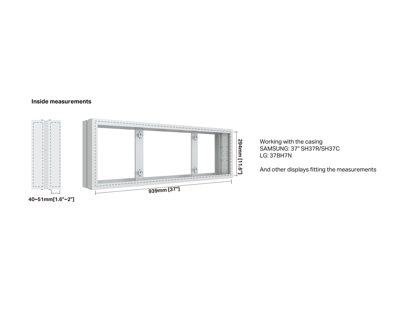 Multibrackets M Pro 37" B2B Digital Signage Enclosure – White | 7340234810277 Signage Display Enclosures Multibrackets