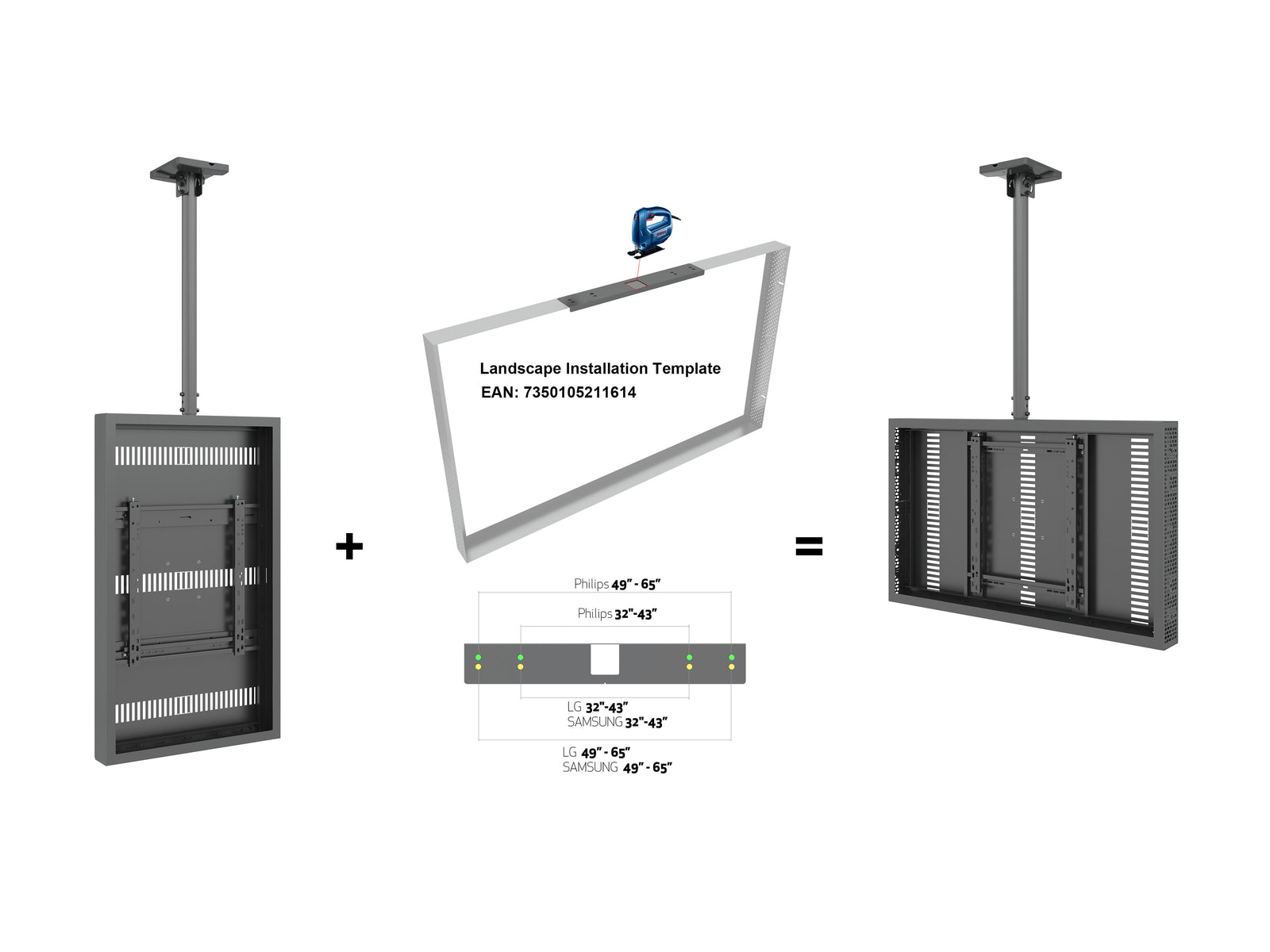 Multibrackets M Pro 46" High Brightness Ceiling Digital Signage Enclosure - Black | 7340234810383