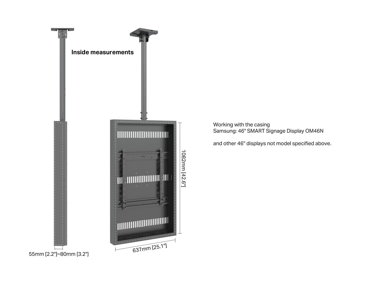 Multibrackets M Pro 46" High Brightness Ceiling Digital Signage Enclosure - Black | 7340234810383