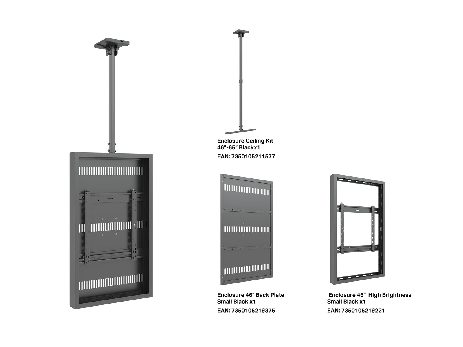 Multibrackets M Pro 46" High Brightness Ceiling Digital Signage Enclosure - Black | 7340234810383
