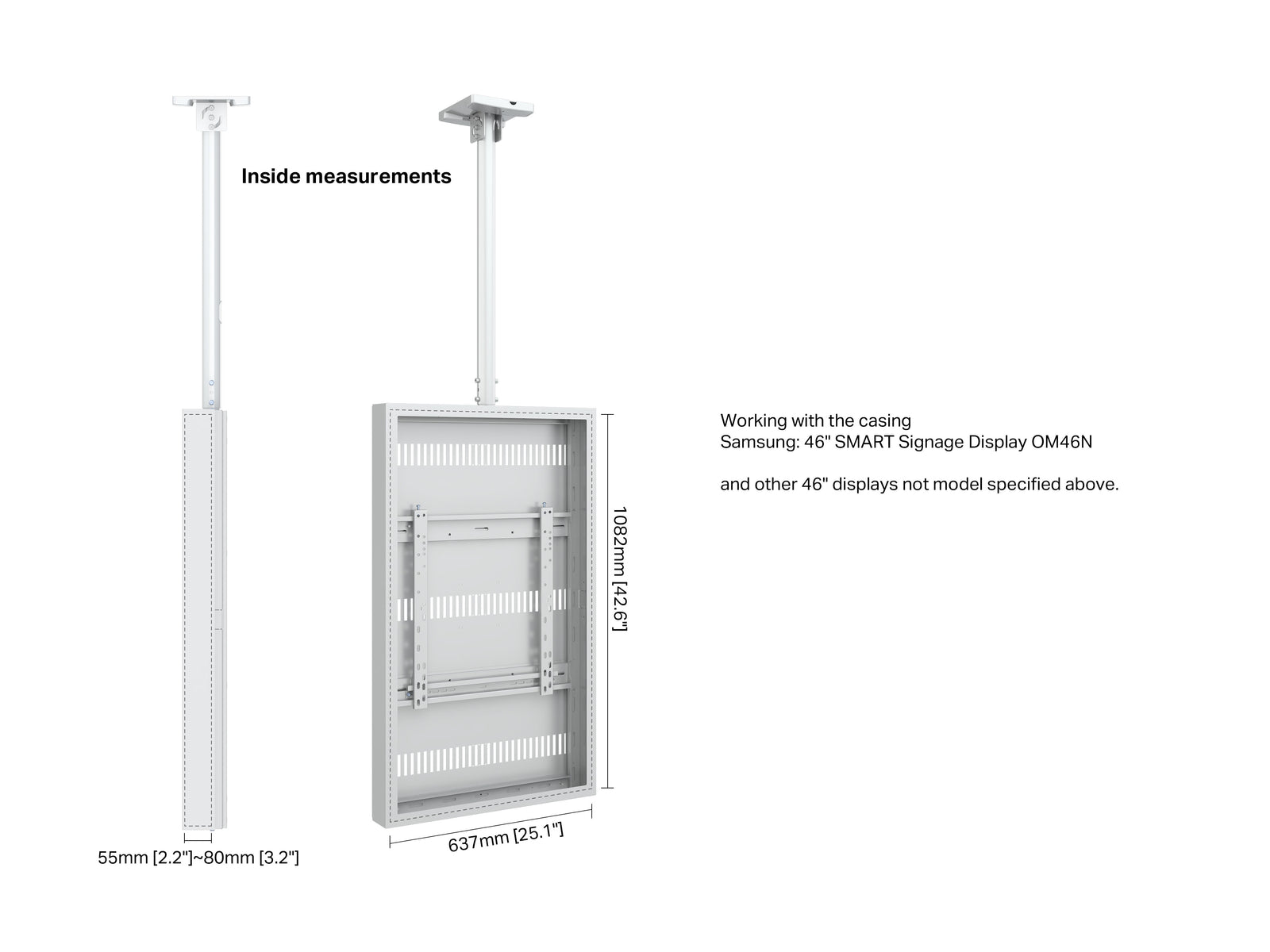 Multibrackets M Pro 46" High Brightness Ceiling Digital Signage Enclosure - White | 7340234810390