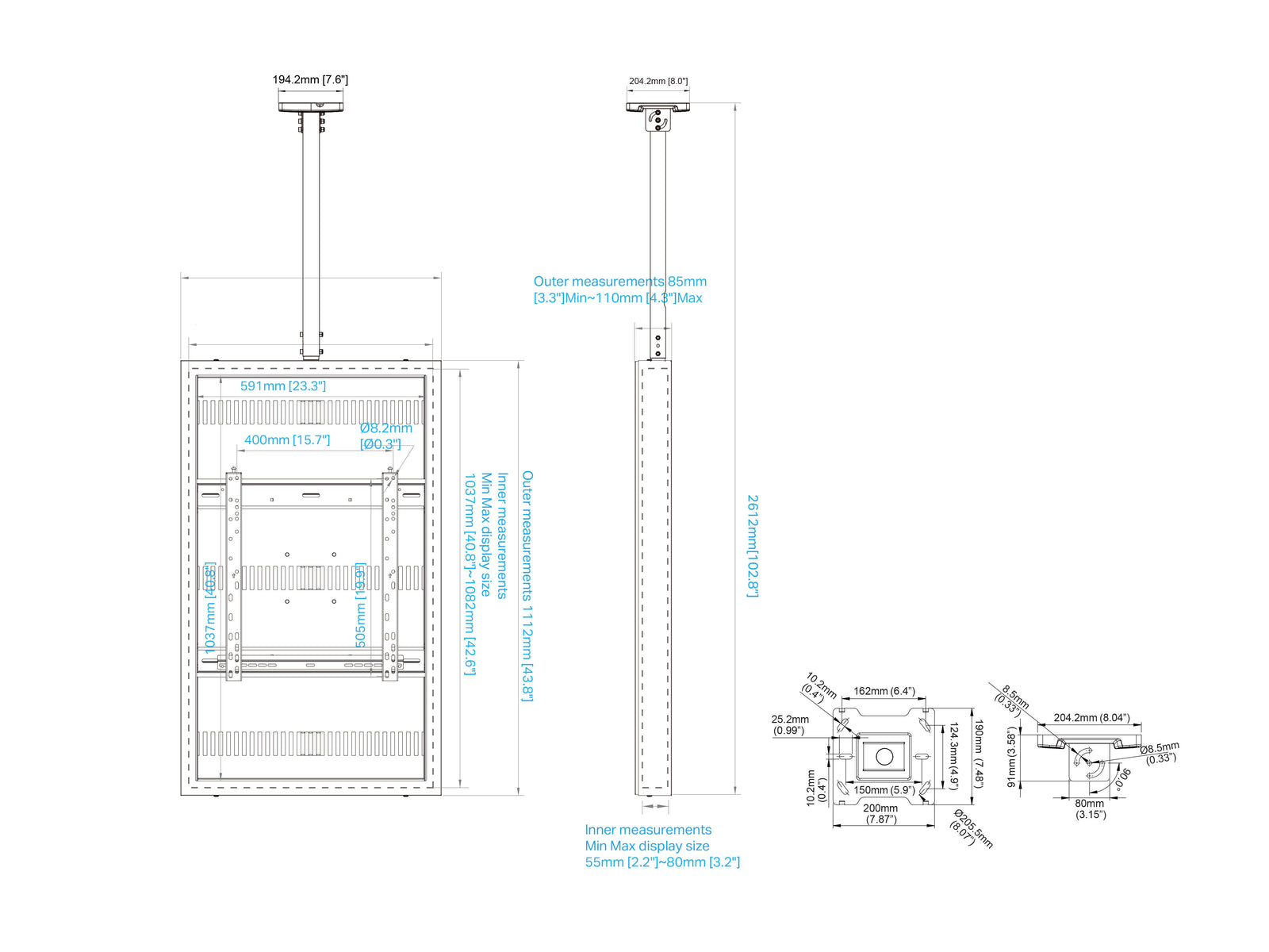 Multibrackets M Pro 46" High Brightness Ceiling Digital Signage Enclosure - White | 7340234810390