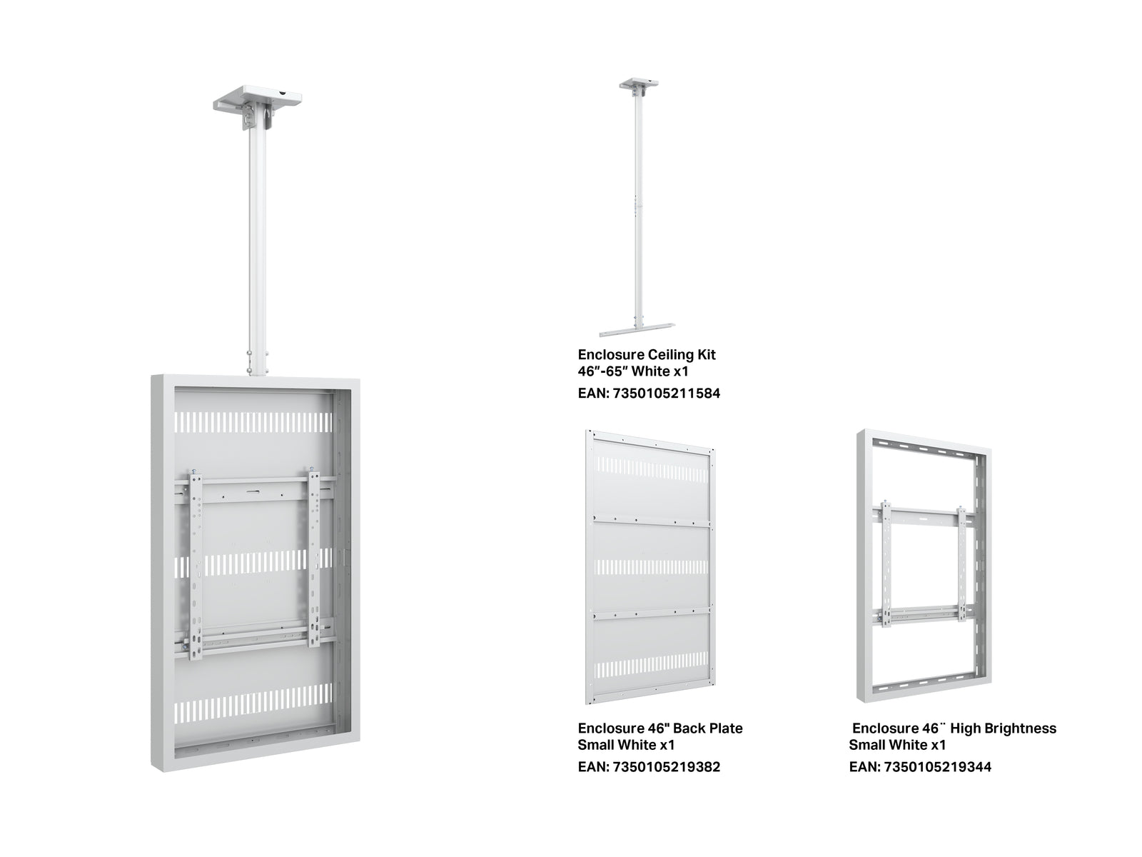 Multibrackets M Pro 46" High Brightness Ceiling Digital Signage Enclosure - White | 7340234810390