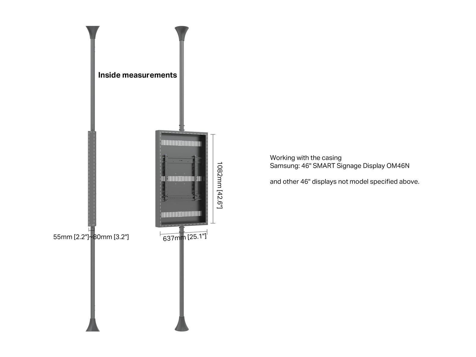Multibrackets M Pro 46" High Brightness Floor-to-Ceiling Digital Signage Enclosure | 7340234810406