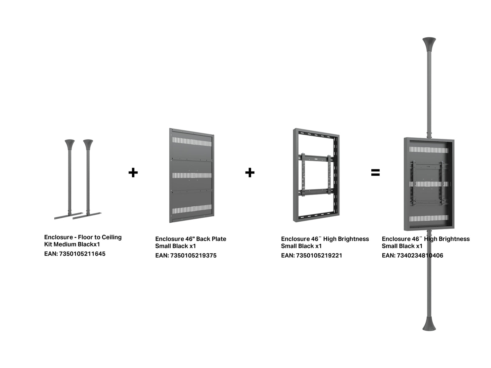 Multibrackets M Pro 46" High Brightness Floor-to-Ceiling Digital Signage Enclosure | 7340234810406