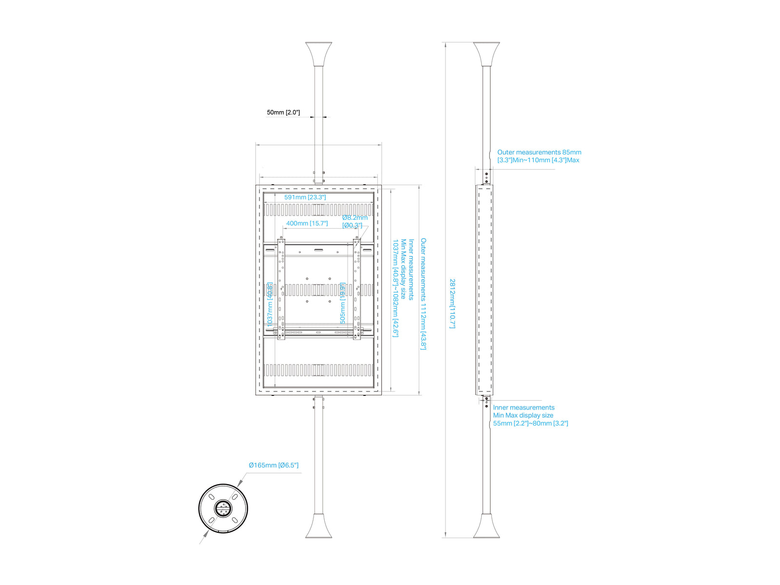Multibrackets M Pro 46" High Brightness Floor-to-Ceiling Digital Signage Enclosure | 7340234810406