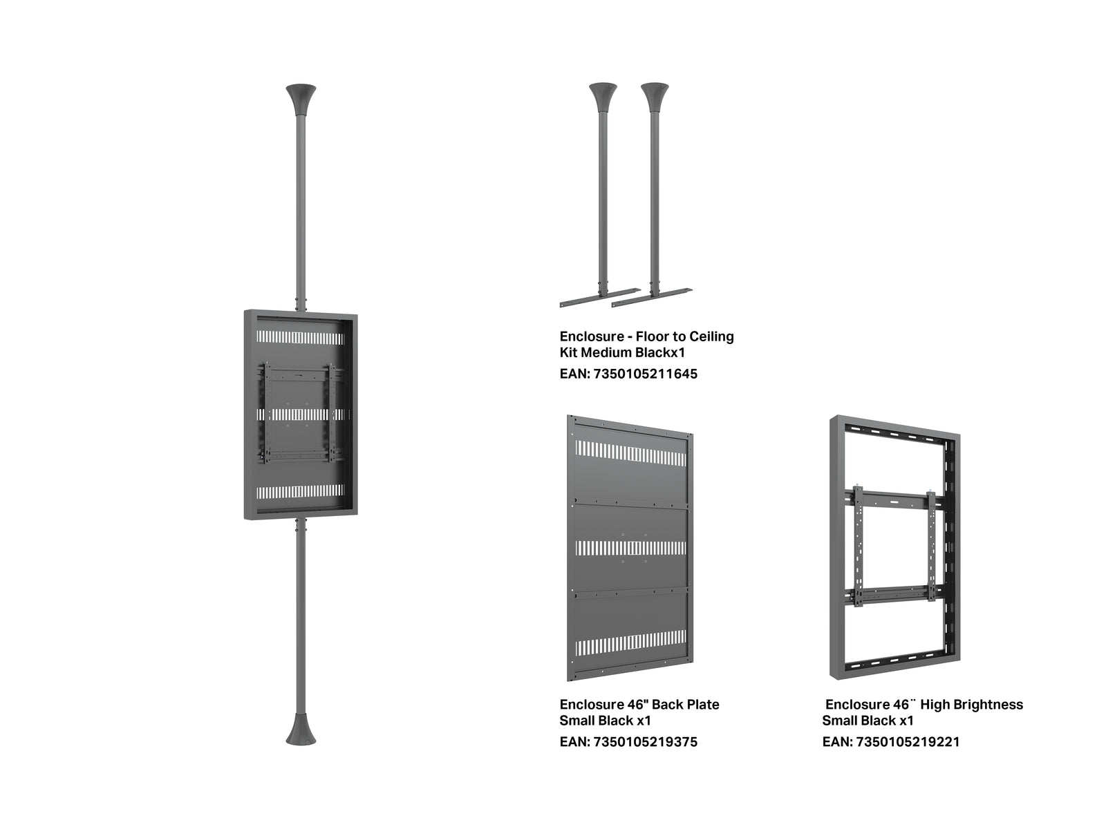 Multibrackets M Pro 46" High Brightness Floor-to-Ceiling Digital Signage Enclosure | 7340234810406