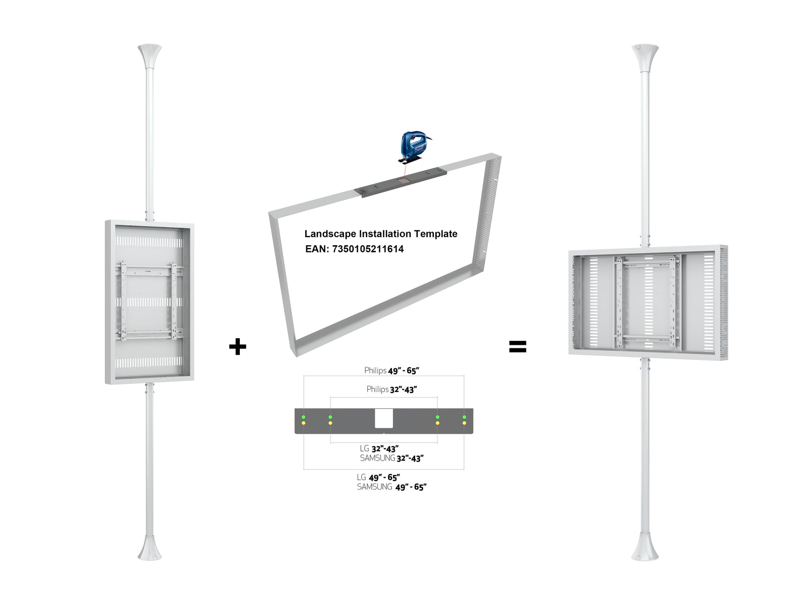 Multibrackets M Pro 46" High Brightness Floor-to-Ceiling Signage Enclosure - White | 7340234810413