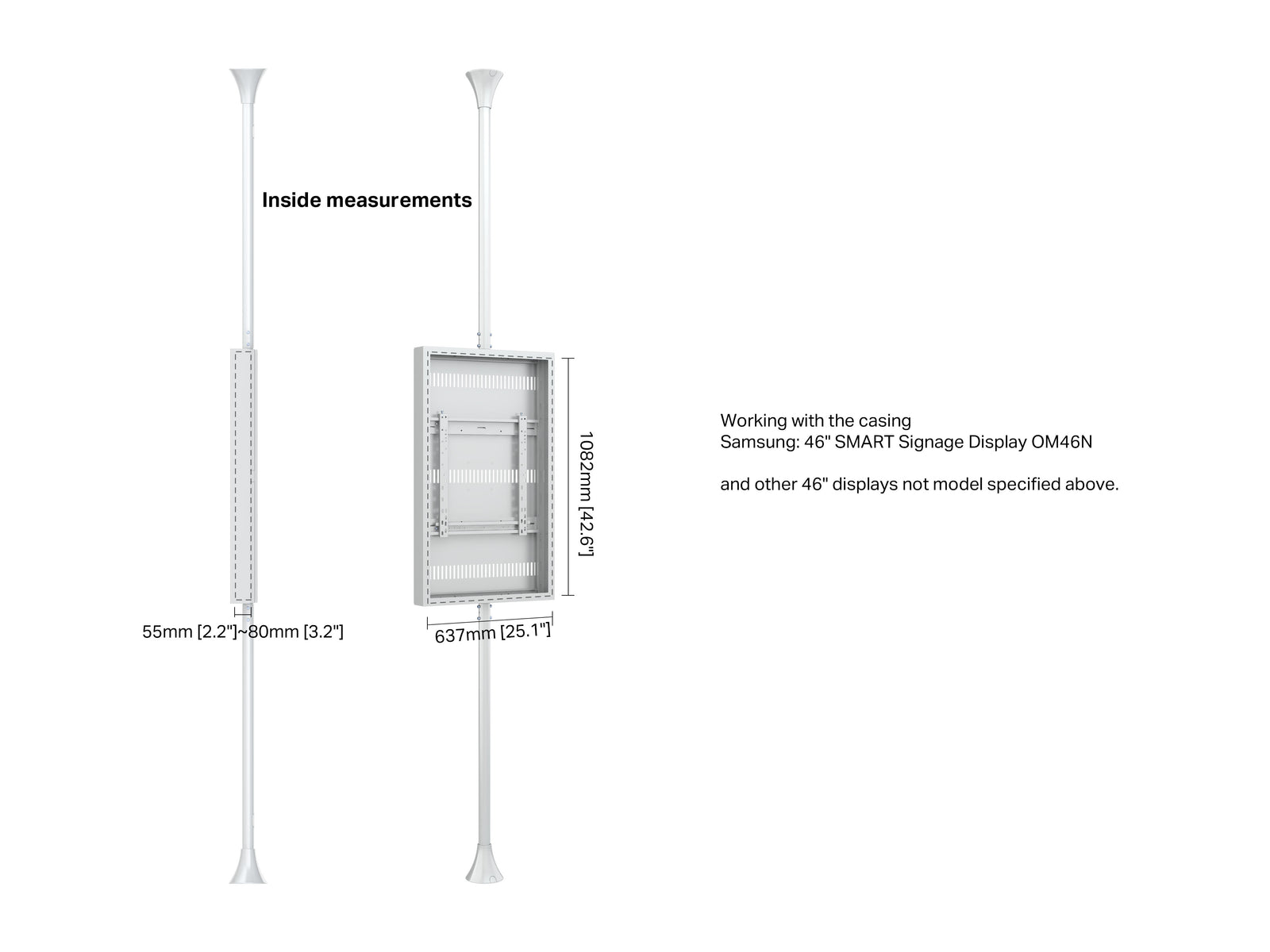 Multibrackets M Pro 46" High Brightness Floor-to-Ceiling Signage Enclosure - White | 7340234810413
