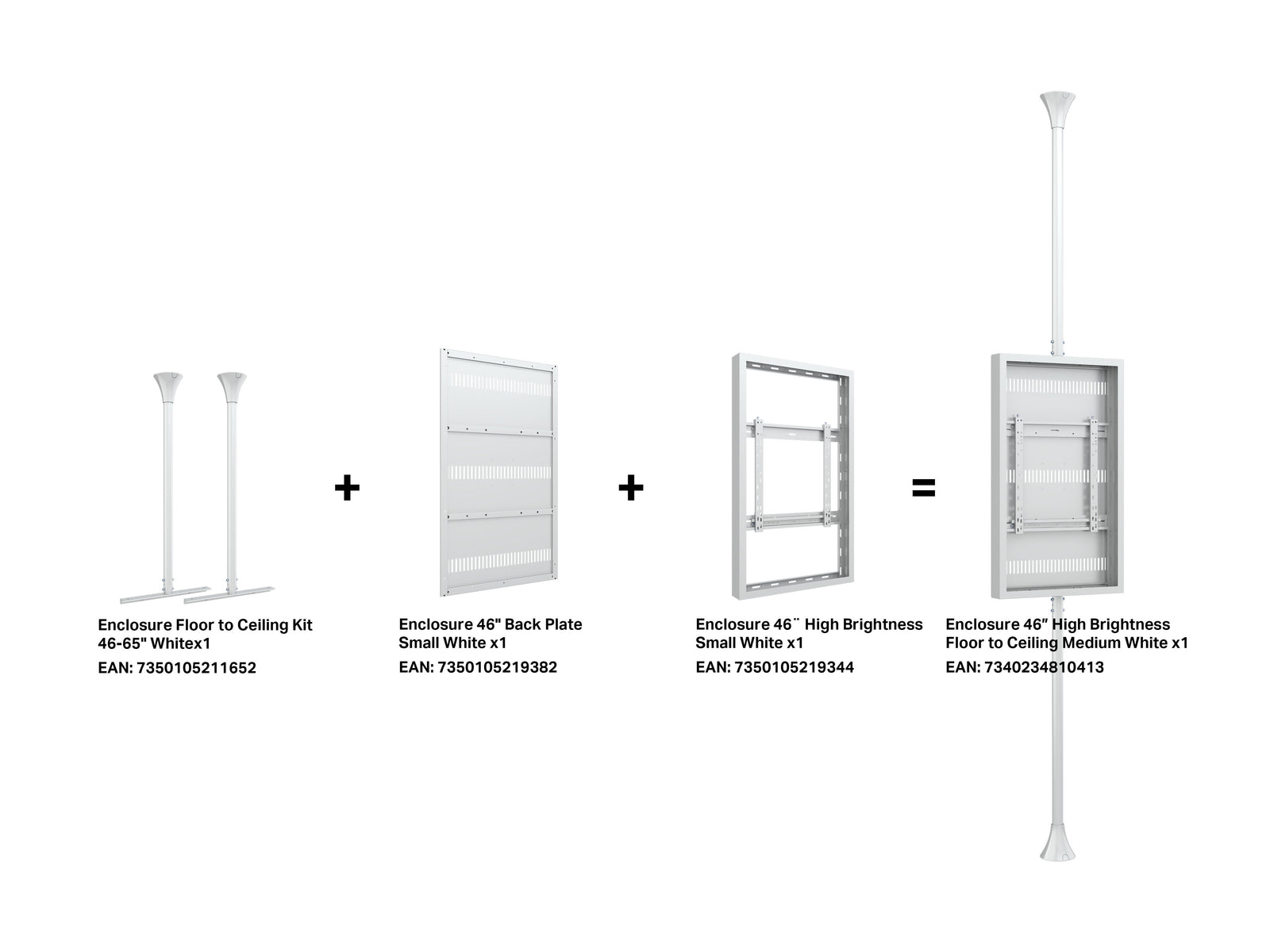 Multibrackets M Pro 46" High Brightness Floor-to-Ceiling Signage Enclosure - White | 7340234810413