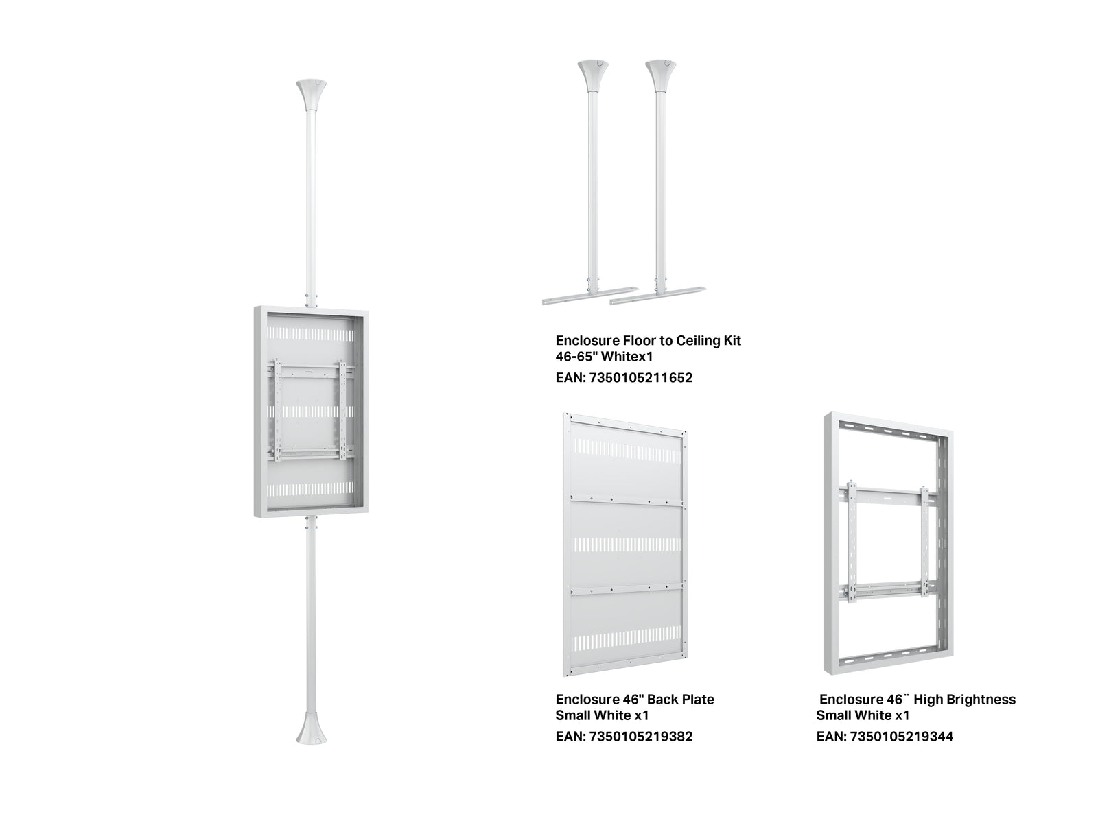 Multibrackets M Pro 46" High Brightness Floor-to-Ceiling Signage Enclosure - White | 7340234810413