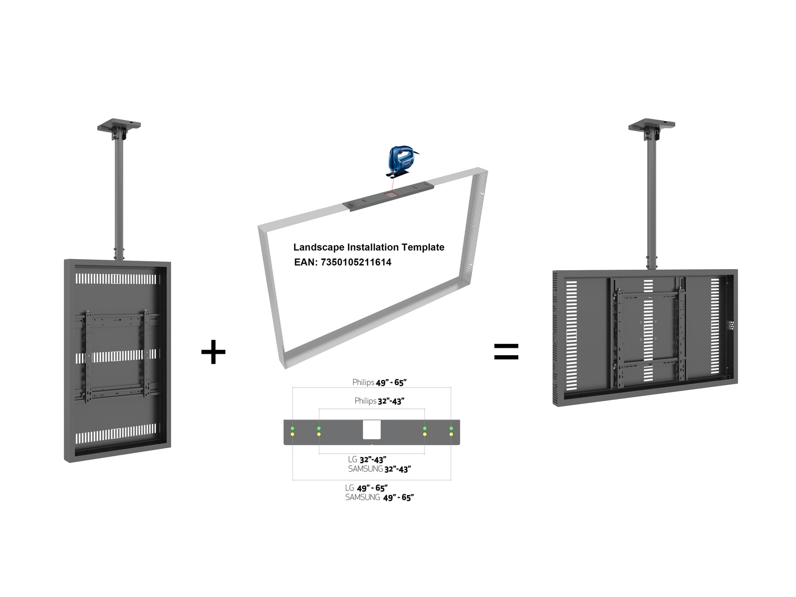 Multibrackets M Pro 49" Ceiling Digital Signage Enclosure - Black | 7340234811342