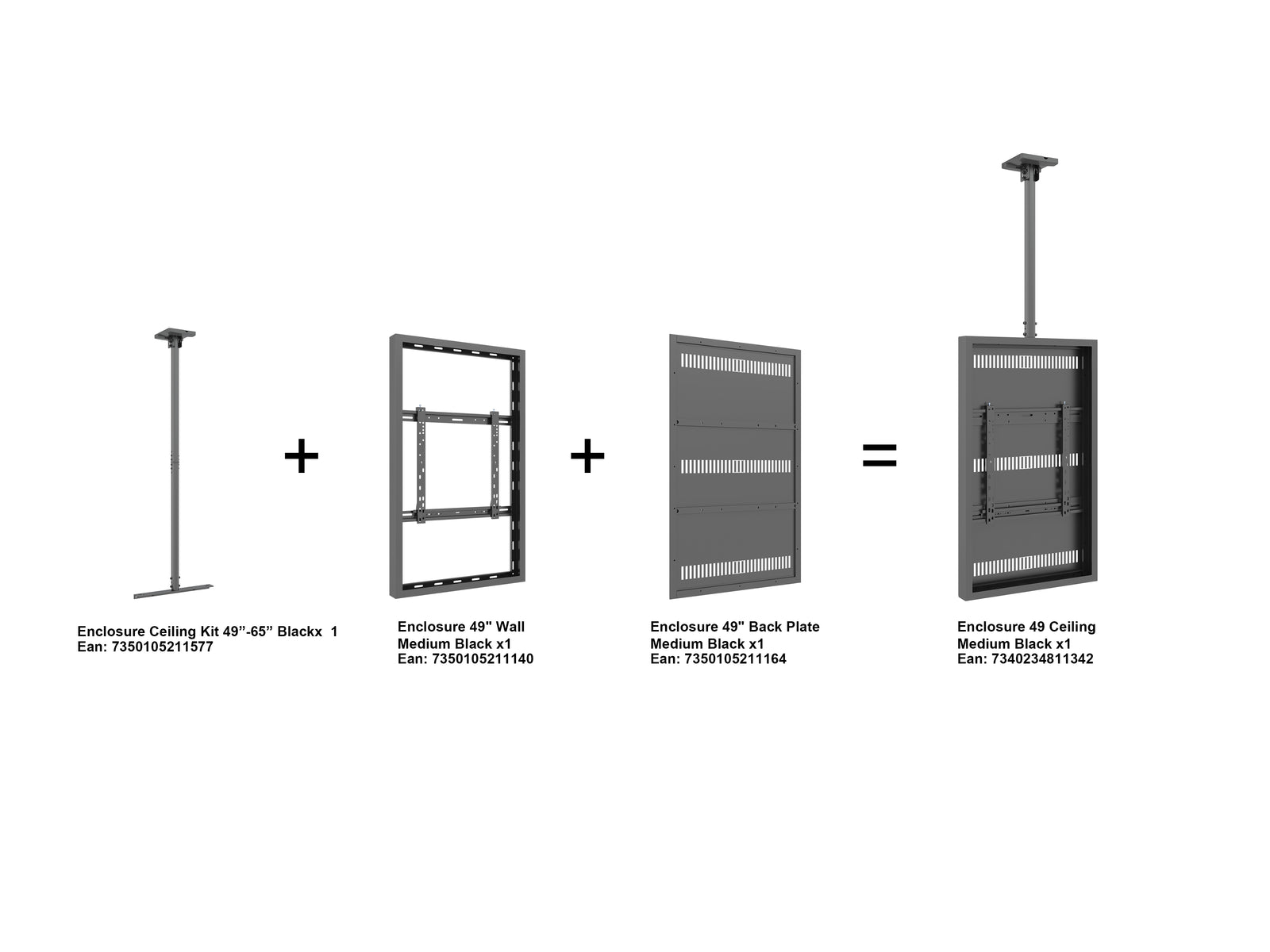Multibrackets M Pro 49" Ceiling Digital Signage Enclosure - Black | 7340234811342