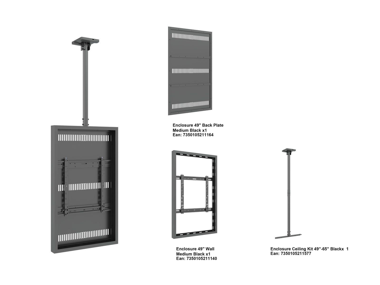 Multibrackets M Pro 49" Ceiling Digital Signage Enclosure - Black | 7340234811342