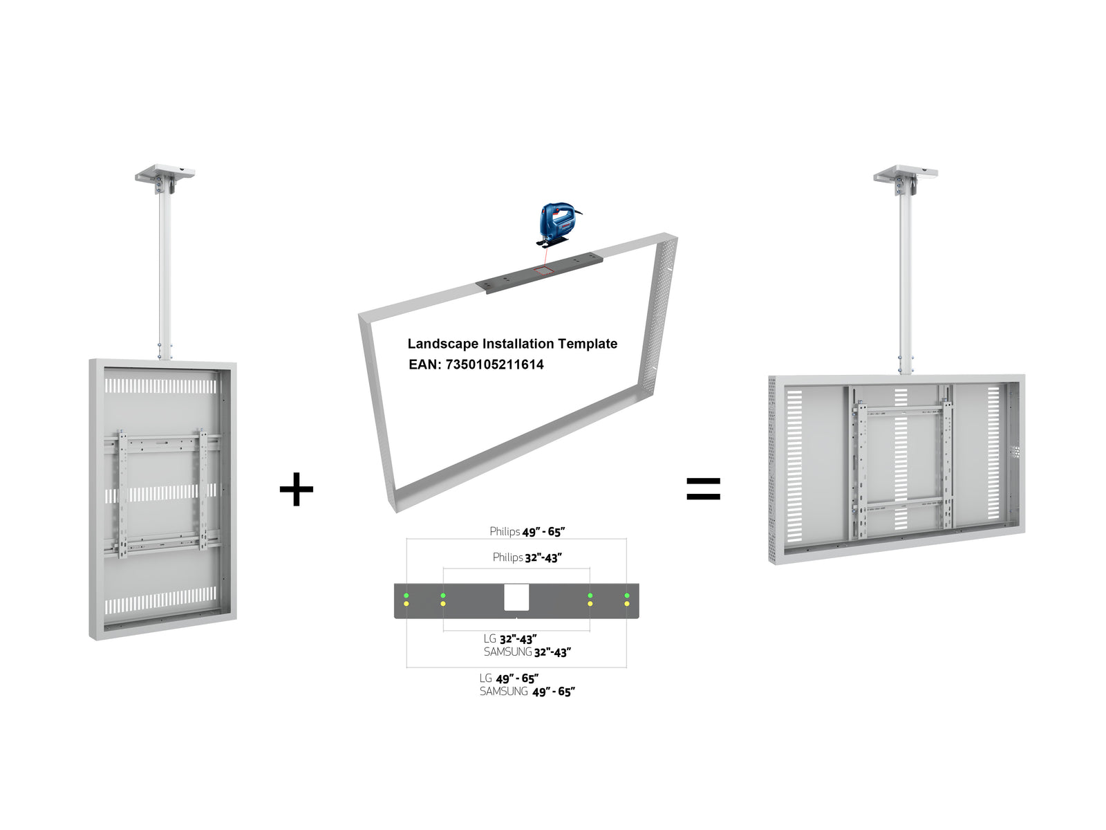 Multibrackets M Pro 49" Ceiling Mount Digital Signage Enclosure – White | 7340234811359 Signage Display Enclosures Multibrackets