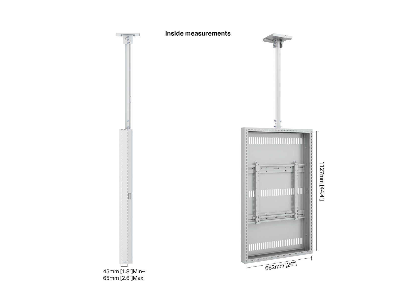 Multibrackets M Pro 49" Ceiling Mount Digital Signage Enclosure – White | 7340234811359 Signage Display Enclosures Multibrackets