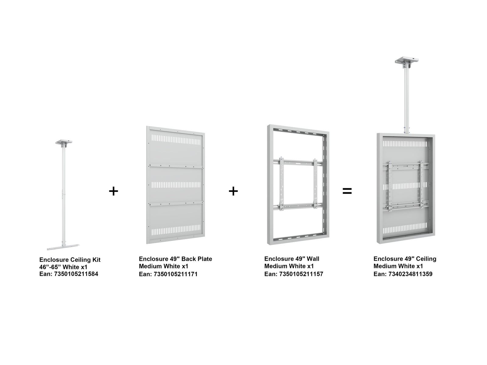 Multibrackets M Pro 49" Ceiling Mount Digital Signage Enclosure – White | 7340234811359 Signage Display Enclosures Multibrackets