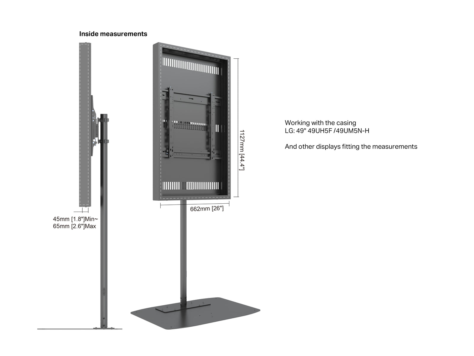 Multibrackets M Pro 49" Single Pole Digital Signage Enclosure with Floorbase | 7350105219788
