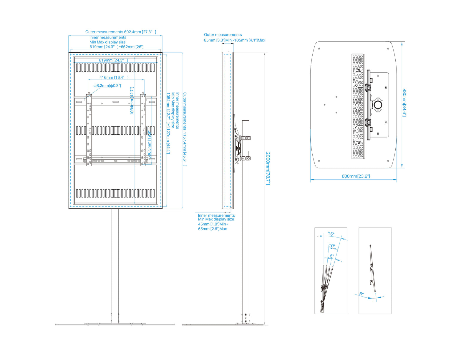 Multibrackets M Pro 49" Single Pole Digital Signage Enclosure with Floorbase | 7350105219788