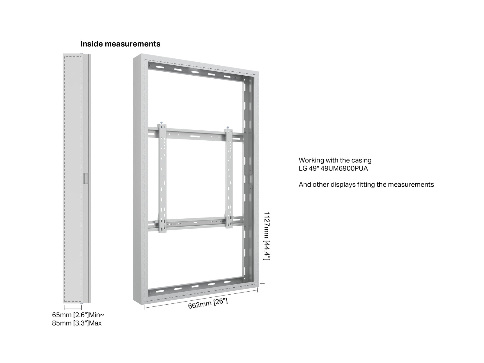 Multibrackets M Pro 49" Wall Medium Digital Signage Enclosure - White | 7350022738799 Signage Display Enclosures Multibrackets