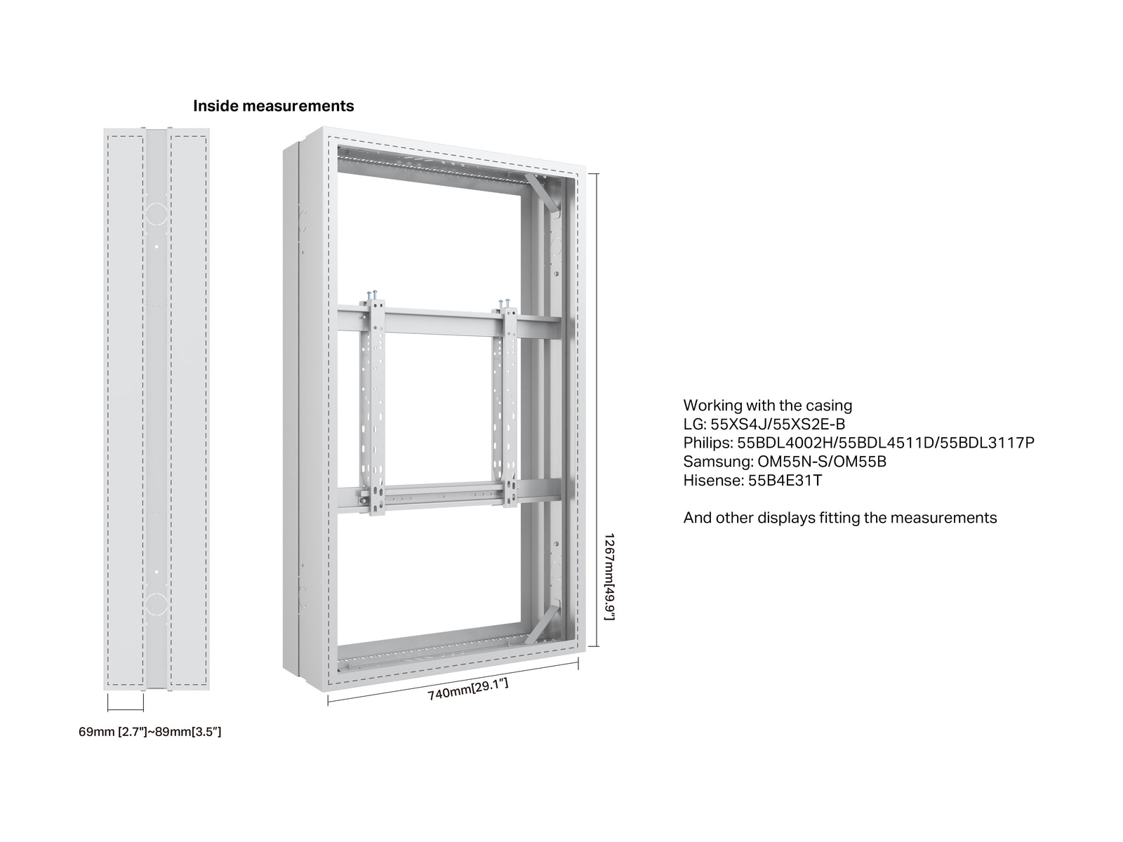 Multibrackets M Pro 55" High Brightness B2B Digital Signage Enclosure – White | 7350105219665 Signage Display Enclosures Multibrackets