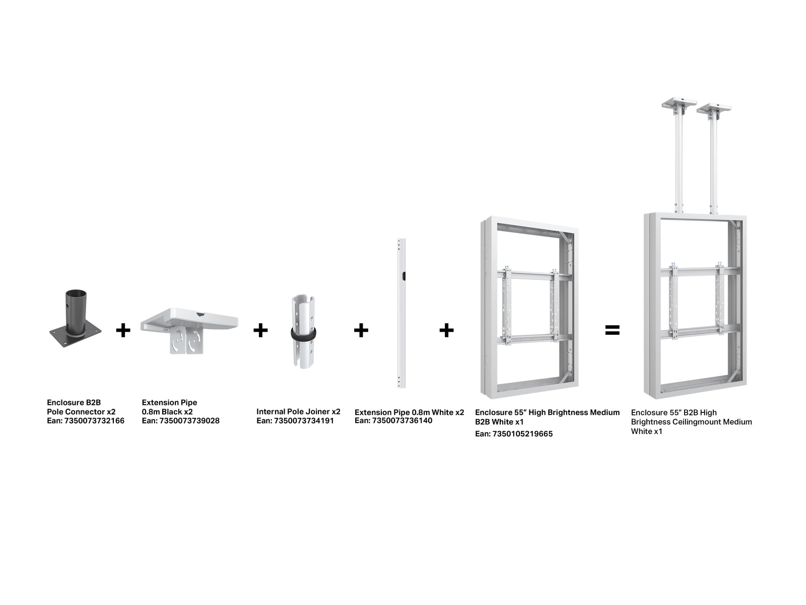 Multibrackets M Pro 55" High Brightness B2B Digital Signage Enclosure – White | 7350105219665 Signage Display Enclosures Multibrackets