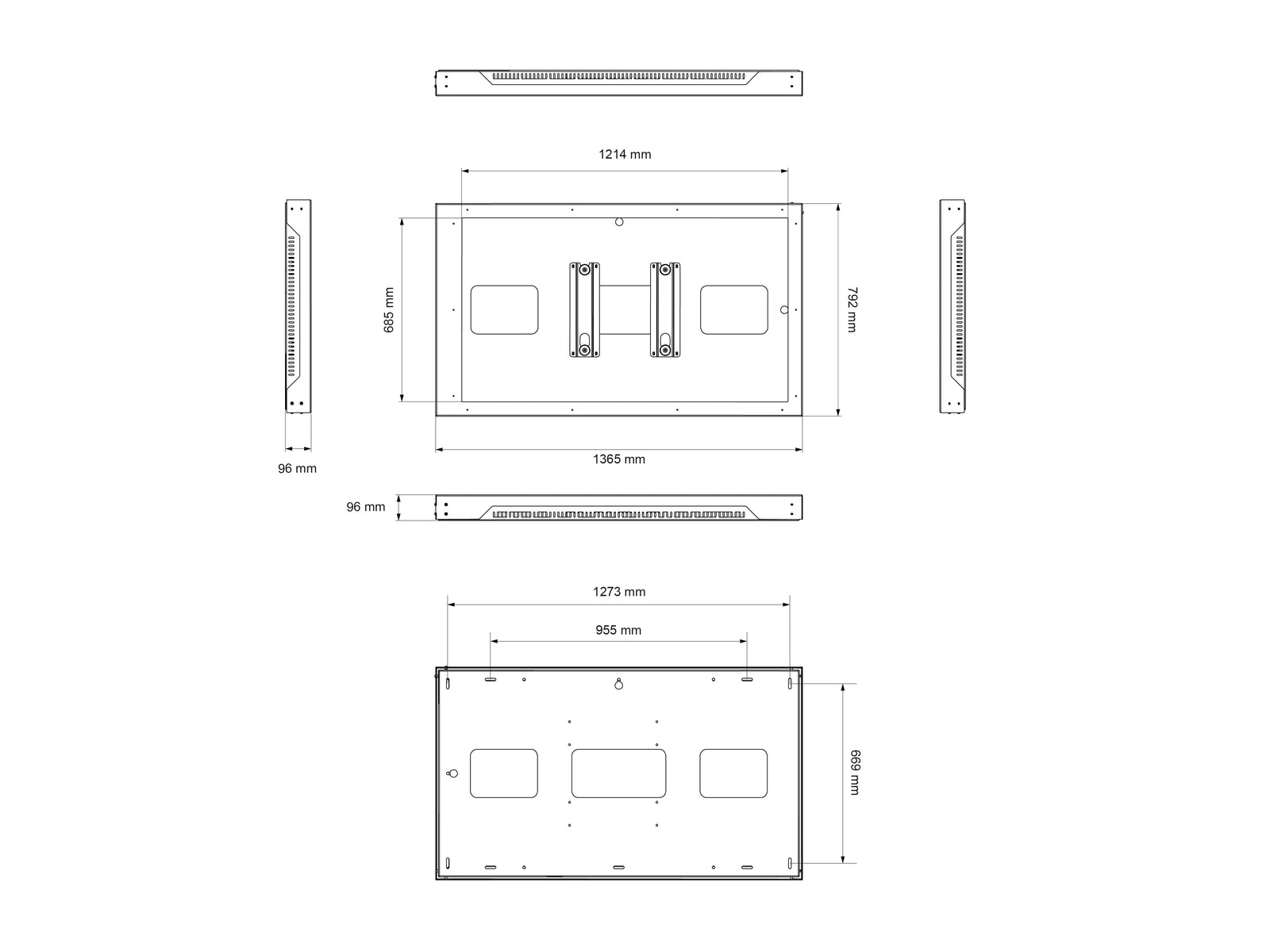 Multibrackets M Pro 55" Indoor Wall Landscape Digital Signage Enclosure – Black | 7350105218071 Signage Display Enclosures Multibrackets