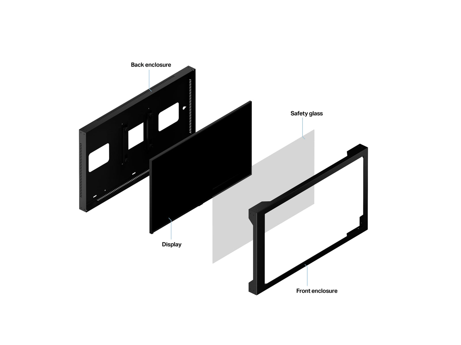 Multibrackets M Pro 55" Indoor Wall Landscape Digital Signage Enclosure – Black | 7350105218071 Signage Display Enclosures Multibrackets