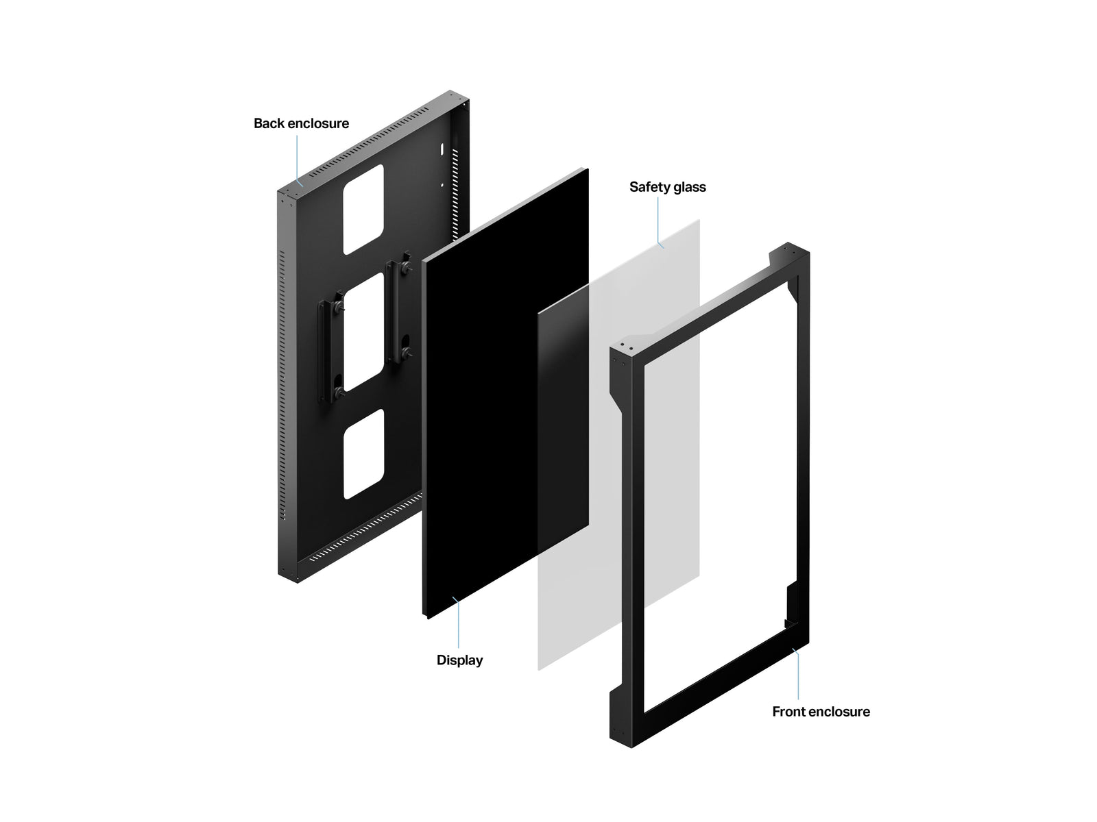 Multibrackets M Pro 55" Indoor Wall Portrait Digital Signage Enclosure – Black | 7350073731619 Signage Display Enclosures Multibrackets