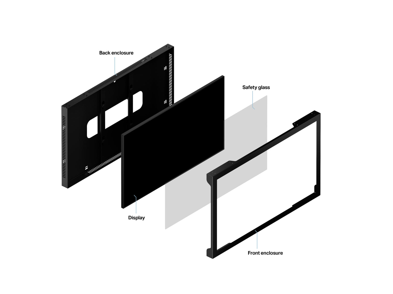 Multibrackets M Pro 65" Indoor Wall Landscape Digital Signage Enclosure – Black | 7350105218088 Signage Display Enclosures Multibrackets