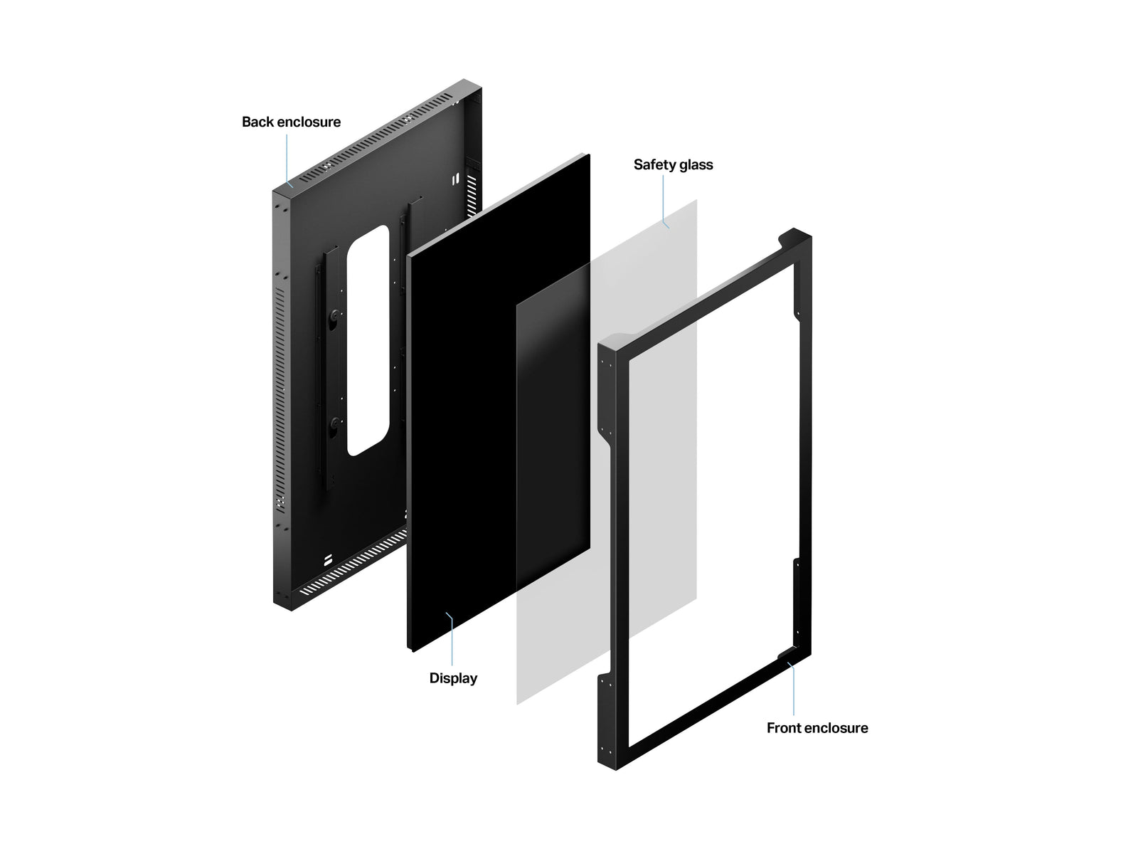 Multibrackets M Pro 65" Indoor Wall Portrait Digital Signage Enclosure – Black | 7350073731626 Signage Display Enclosures Multibrackets