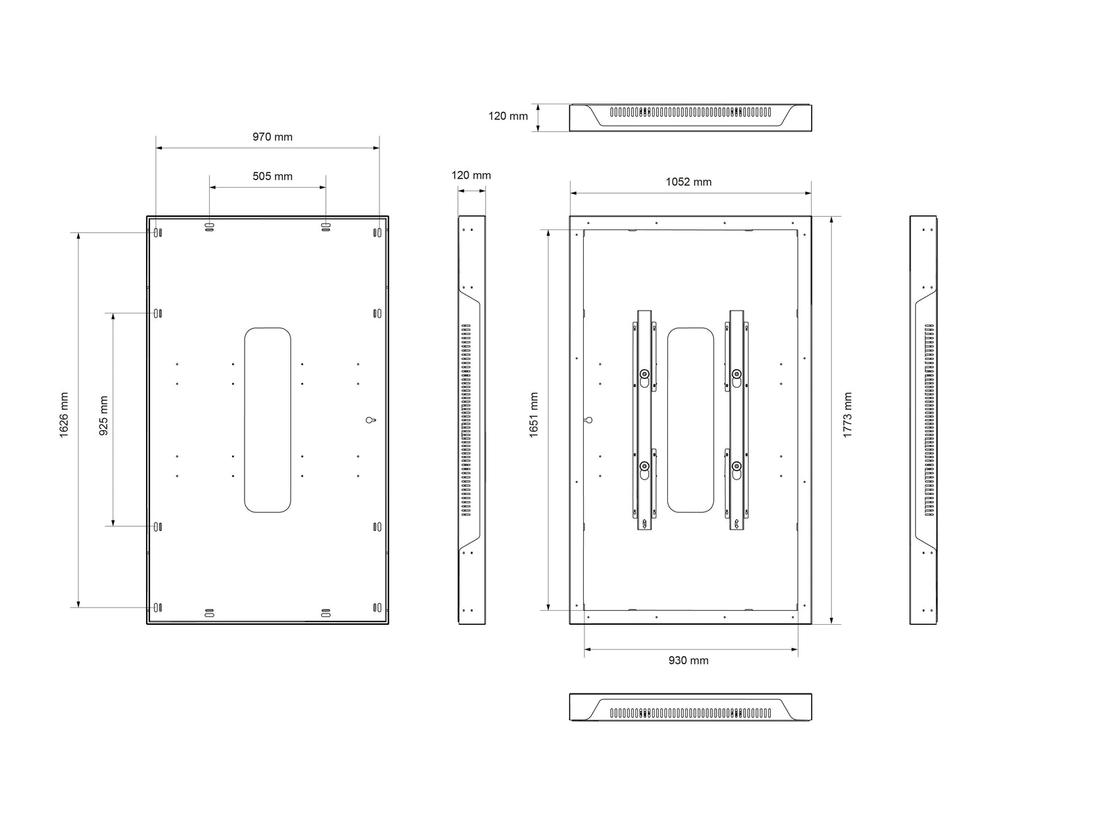 Multibrackets M Pro 75" Indoor Wall Portrait Digital Signage Enclosure – Black | 7350073731633 Signage Display Enclosures Multibrackets