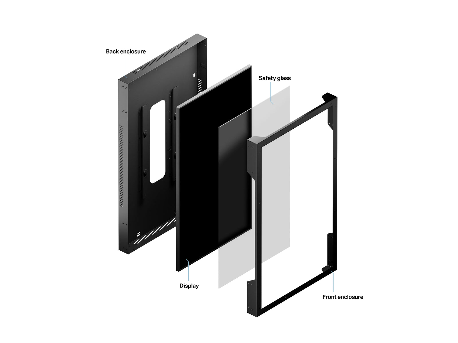 Multibrackets M Pro 75" Indoor Wall Portrait Digital Signage Enclosure – Black | 7350073731633 Signage Display Enclosures Multibrackets