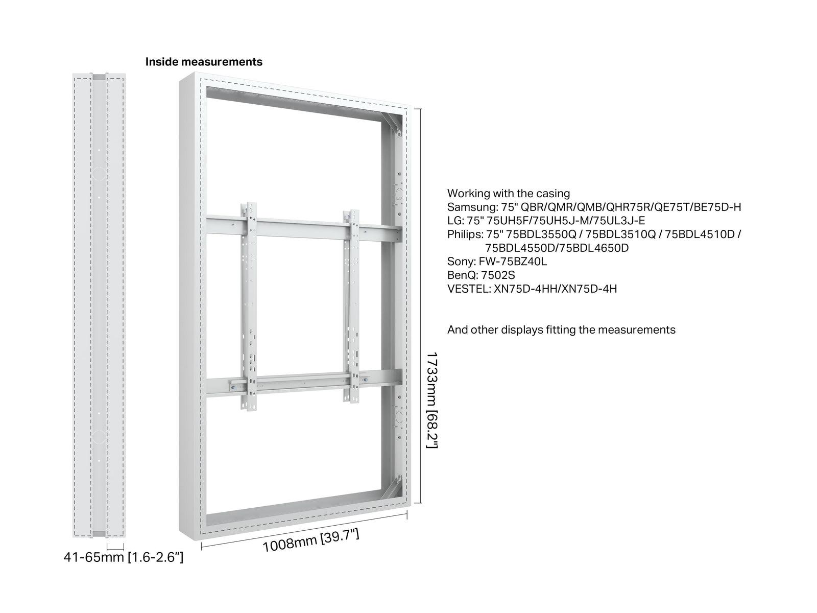 Multibrackets M Pro 75" Large B2B Digital Signage Display Enclosure – White | 7350105219696 Signage Display Enclosures Multibrackets