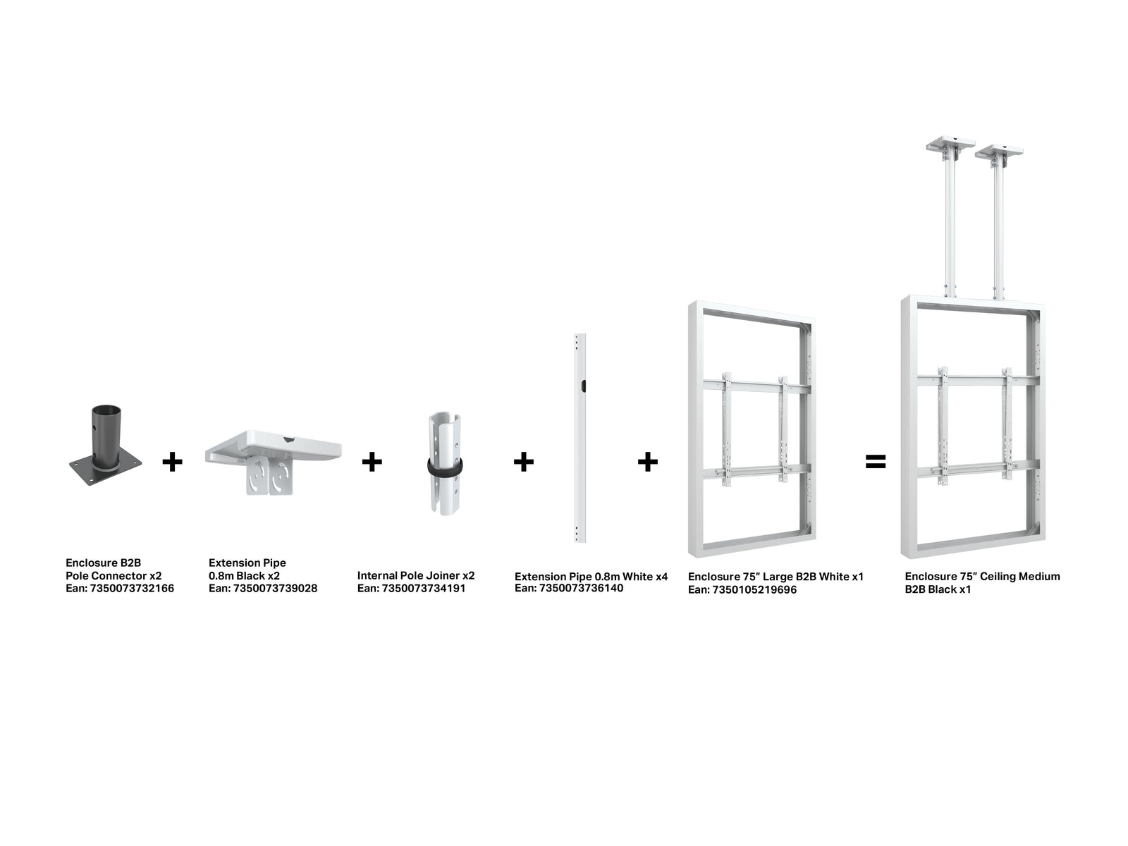 Multibrackets M Pro 75" Large B2B Digital Signage Display Enclosure – White | 7350105219696 Signage Display Enclosures Multibrackets