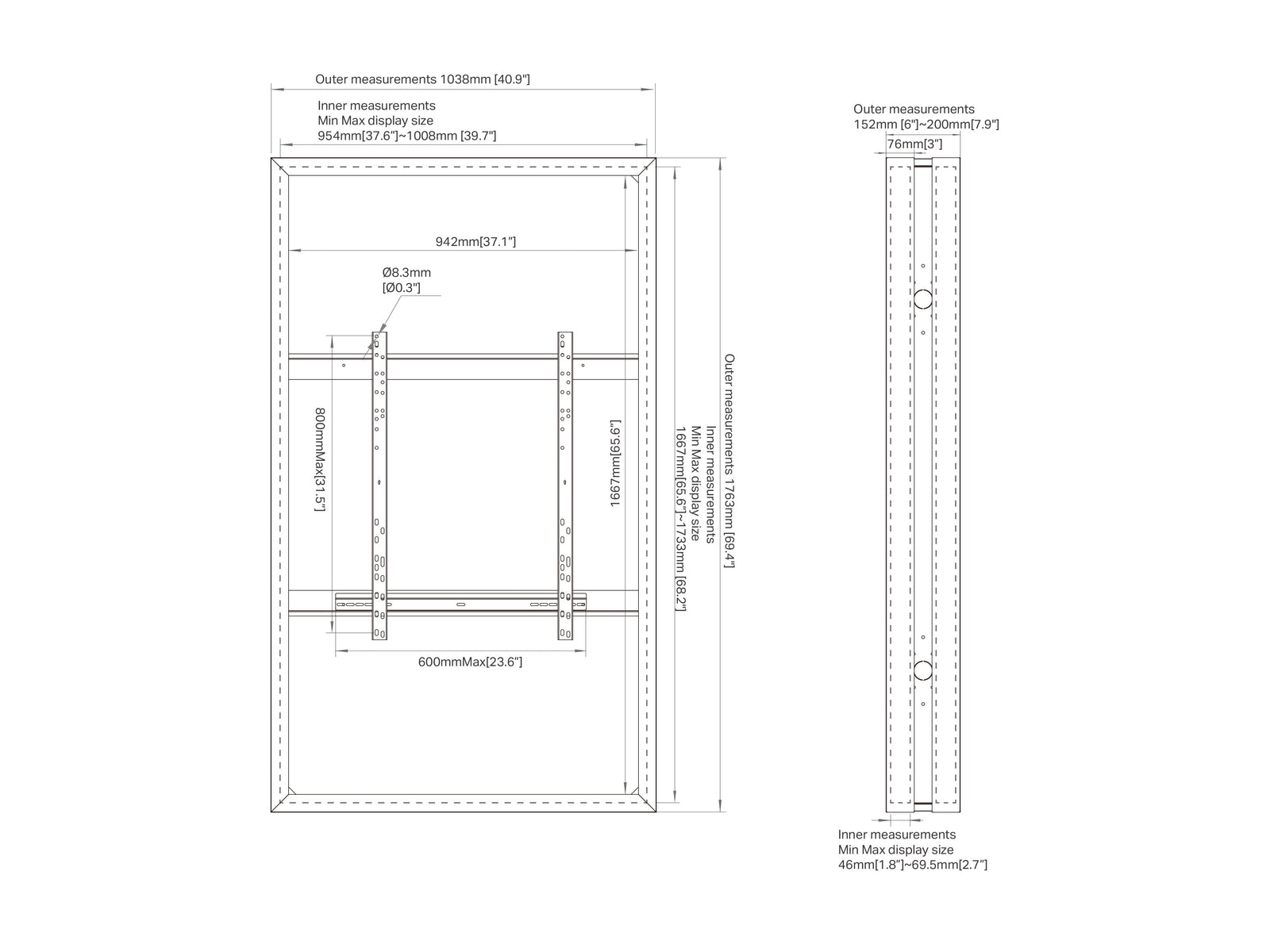 Multibrackets M Pro 75" Large B2B Digital Signage Display Enclosure – White | 7350105219696 Signage Display Enclosures Multibrackets