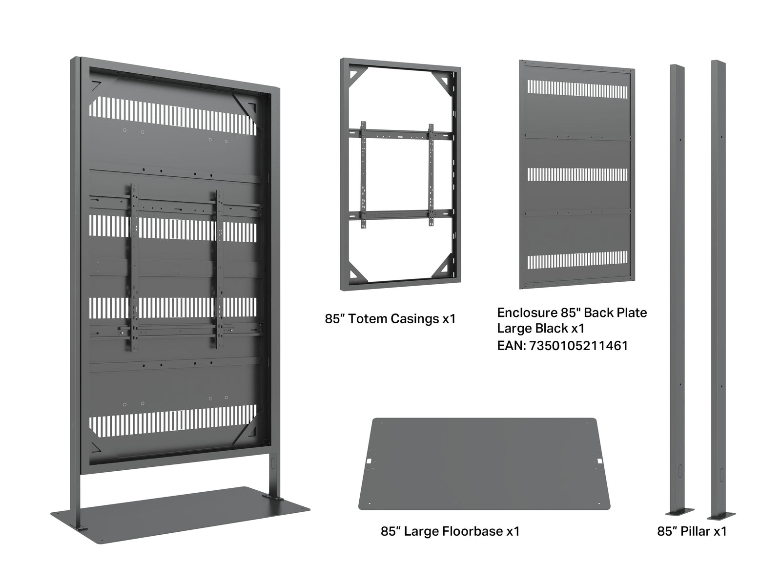 Multibrackets M Pro 85" Digital Signage Totem Enclosure with Floorbase | 7350105219641