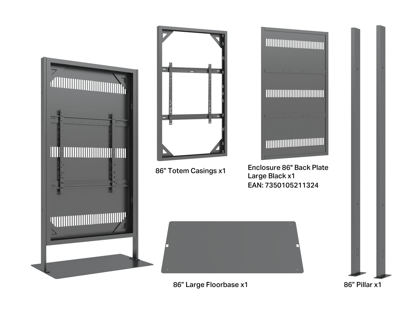 Multibrackets M Pro 86" Digital Signage Totem Enclosure with Floorbase | 7340234810093
