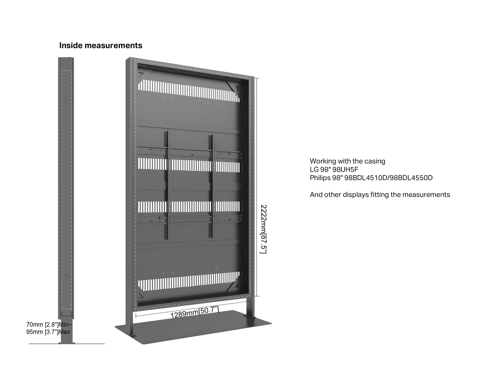 Multibrackets M Pro 98" Digital Signage Totem Enclosure with Floorbase | 7340234810109