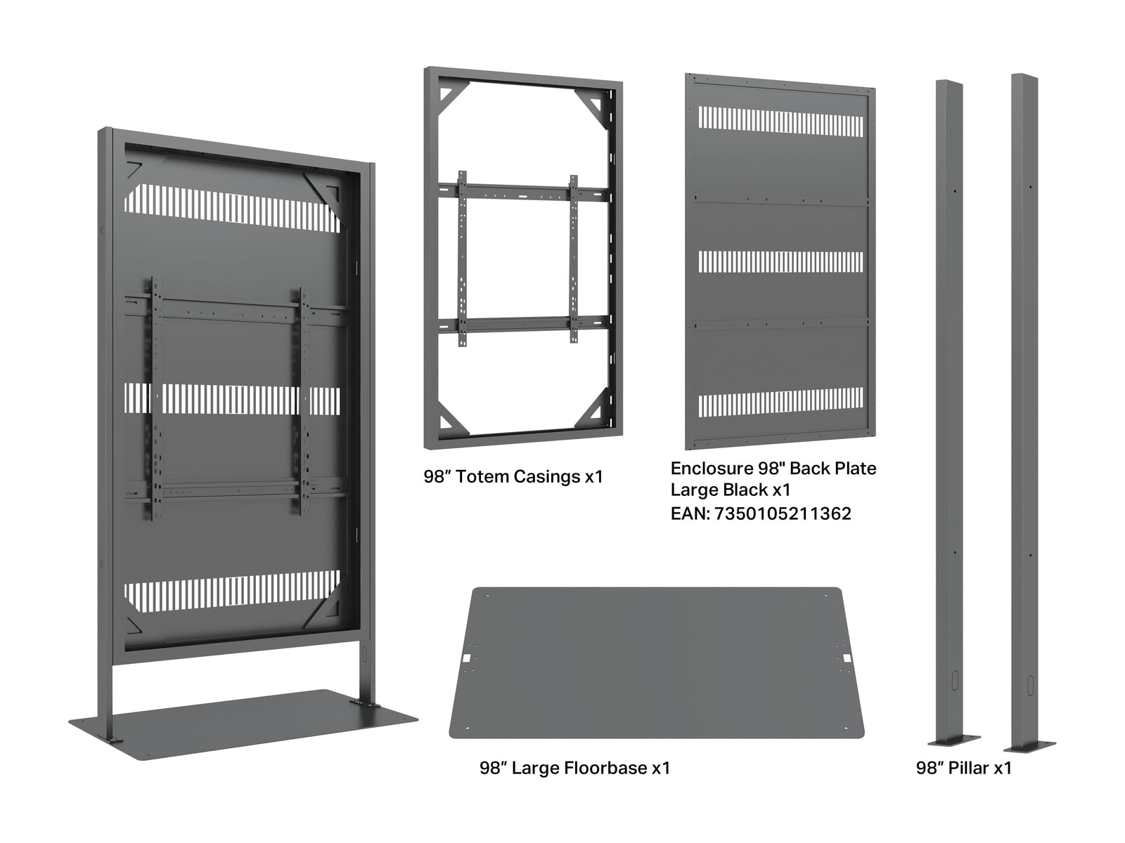 Multibrackets M Pro 98" Digital Signage Totem Enclosure with Floorbase | 7340234810109