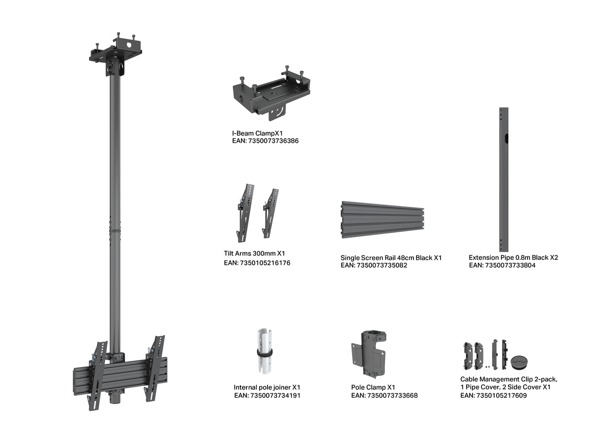 Multibrackets M Pro Ceiling Mount 32–50" VESA 300 – Black | 7340234816910 Ceiling Mount Bracket Multibrackets
