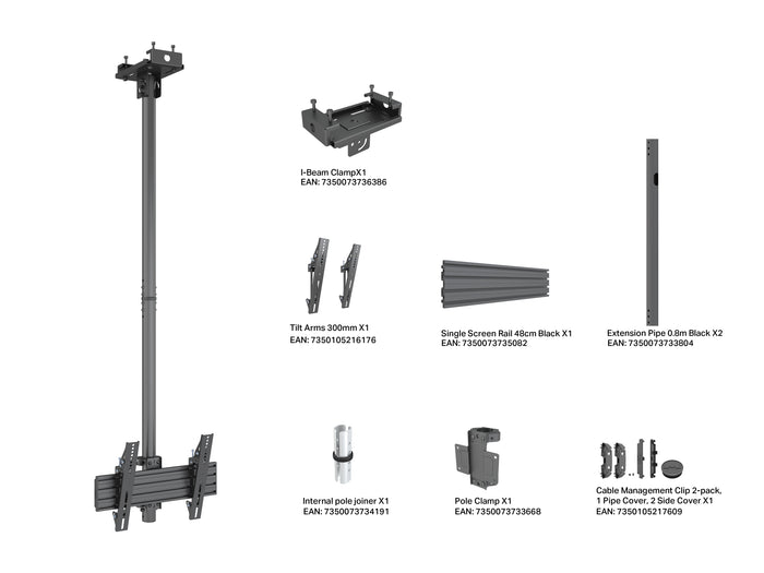 Multibrackets M Pro Ceiling Mount 32–50" VESA 300 – Black | 7340234816910 Ceiling Mount Bracket Multibrackets