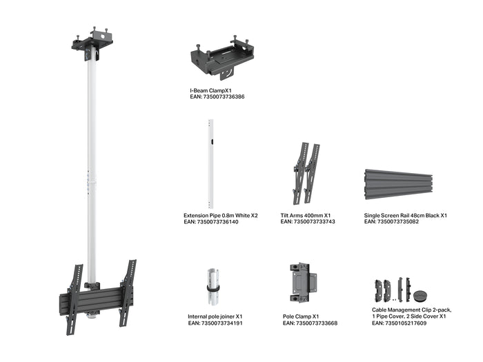 Multibrackets M Pro Ceiling Mount 32–65" VESA 400 – White | 7340234816934 Ceiling Mount Bracket Multibrackets