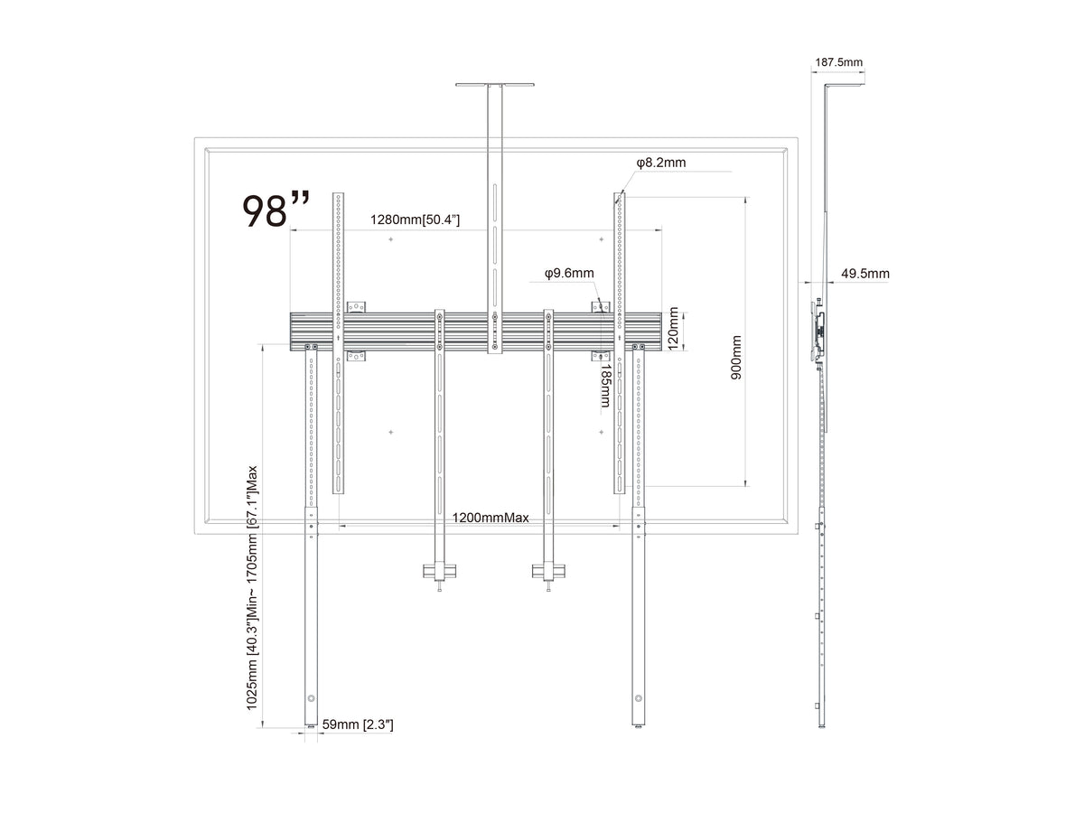 Multibrackets M Pro Collaboration Wall Mount with Floor Support VESA 1200x900 | 7340234810840 Wall Mount Bracket Multibrackets
