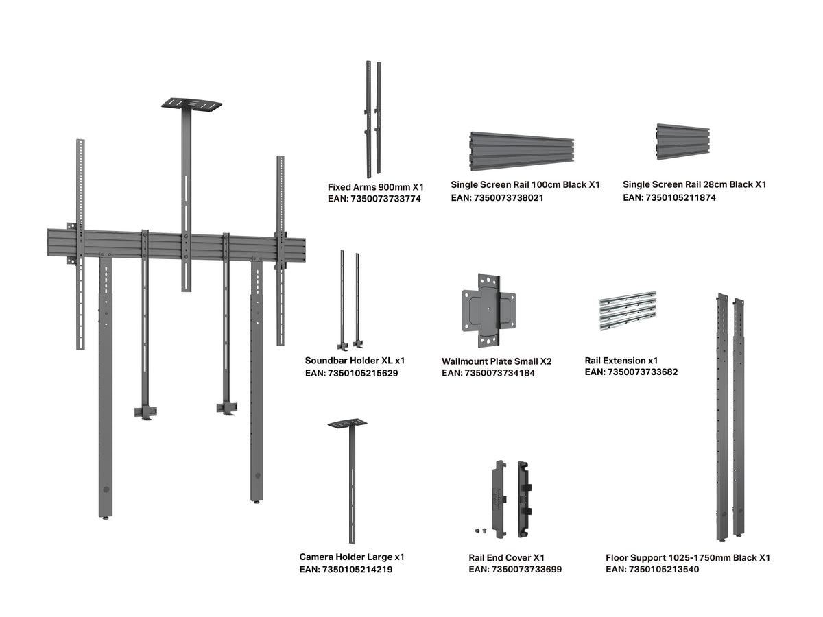 Multibrackets M Pro Collaboration Wall Mount with Floor Support VESA 1200x900 | 7340234810840 Wall Mount Bracket Multibrackets